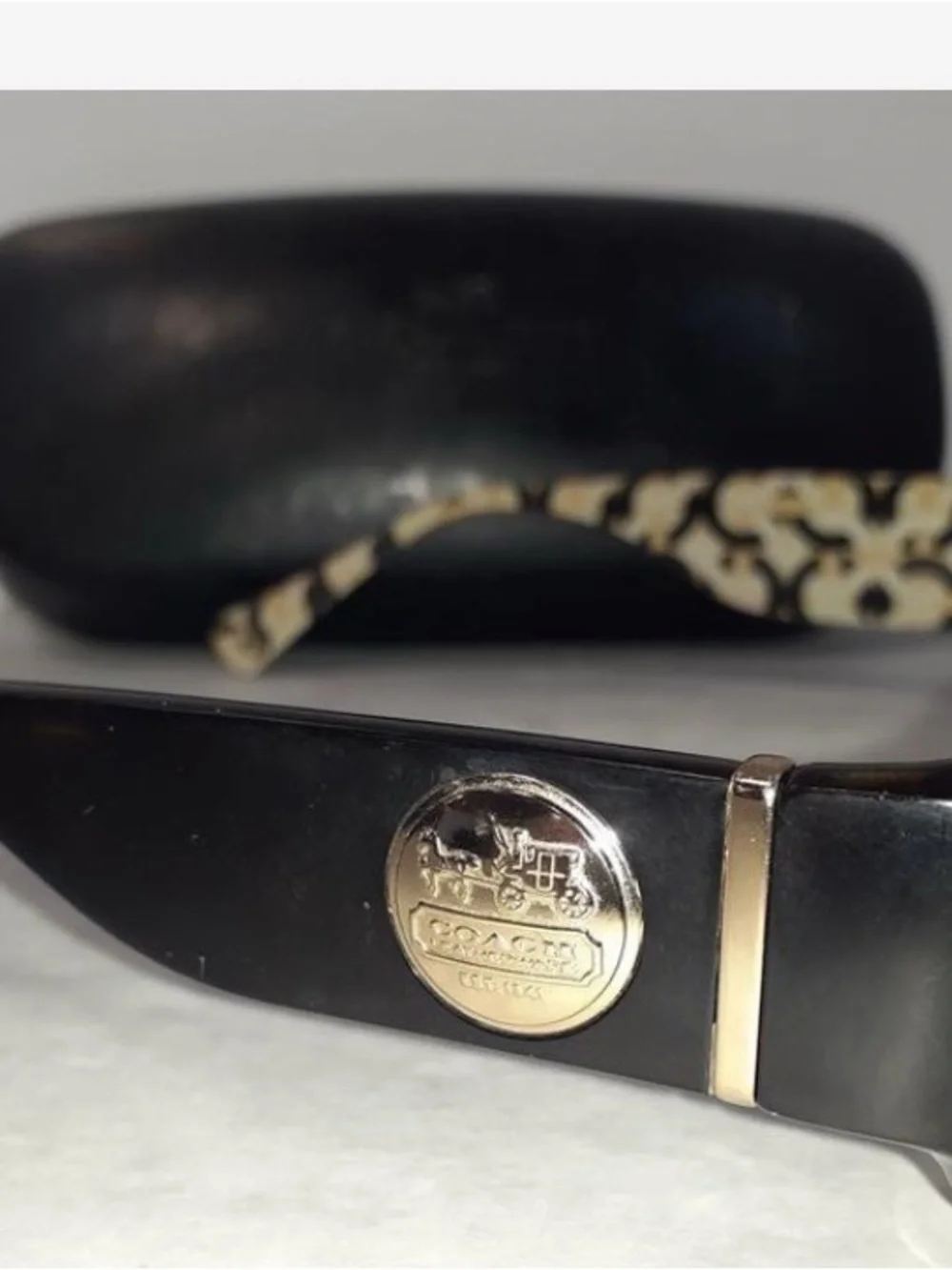 Coach Tortoiseshell Sunglasses with Gold Logo Detail